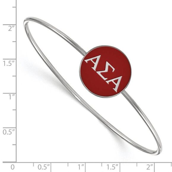 Sterling Silver Alpha Sigma Alpha Red Enamel Greek Bangle - 7 in. - Picture 2 of 4